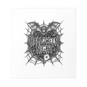 Halloween Night Bat Spiderweb Vintage Shirt Design Notepad