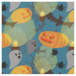 Halloween Night Blue Fabric