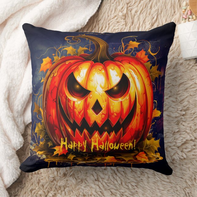 Halloween Night Creepy Pumpkin Cushion (Blanket)