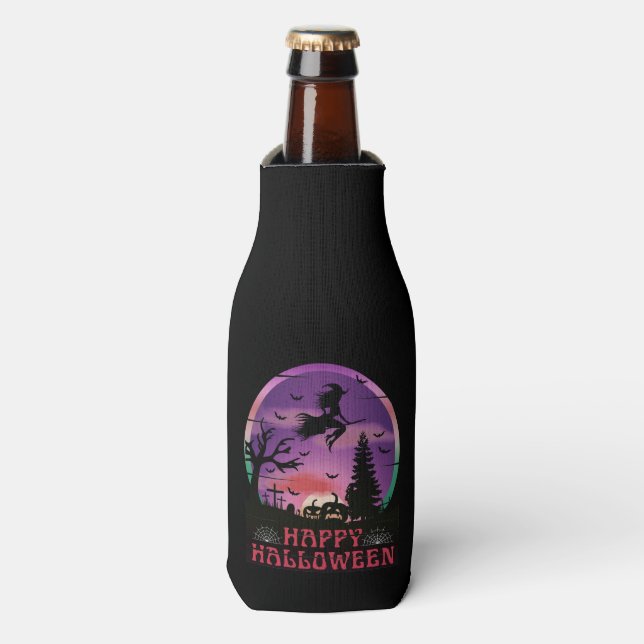 HALLOWEEN NIGHT GRAVEYARD WITCH BOTTLE COOLER (Bottle Front)