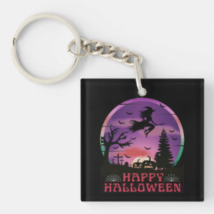 HALLOWEEN NIGHT GRAVEYARD WITCH KEY RING