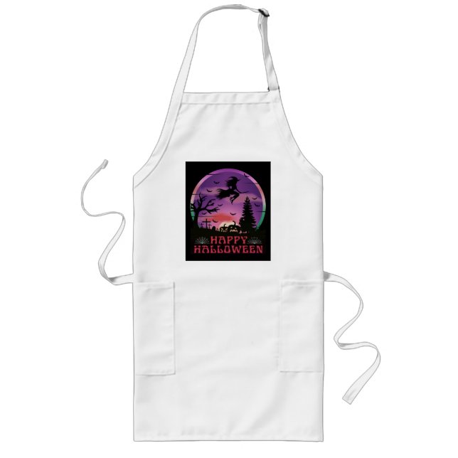 HALLOWEEN NIGHT GRAVEYARD WITCH LONG APRON (Front)