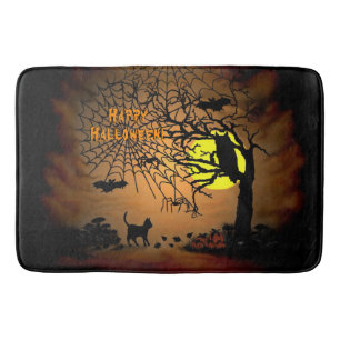 Halloween Night , Happy Halloween ! Bath Mat