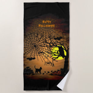 Halloween Night , Happy Halloween ! Beach Towel