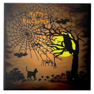 Halloween Night , Happy Halloween ! Ceramic Tile