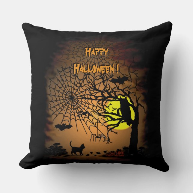 Halloween Night , Happy Halloween! Cushion (Front)
