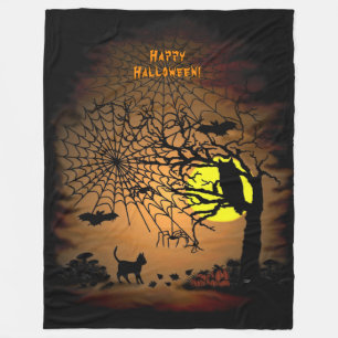 Halloween Night , Happy Halloween ! Fleece Blanket