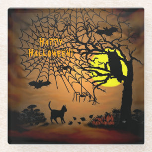 Halloween Night , Happy Halloween ! Glass Coaster