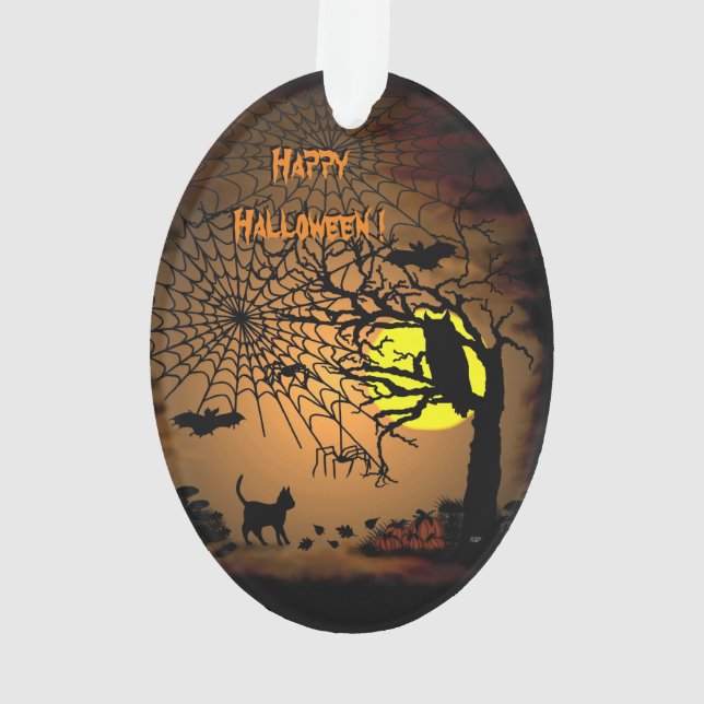 Halloween Night , Happy Halloween ! Ornament (Back)