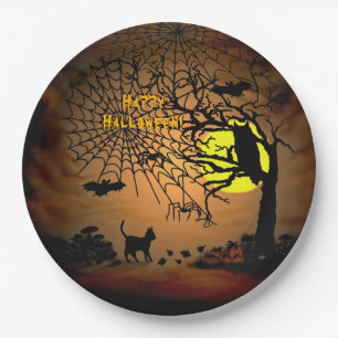 Halloween Night , Happy Halloween ! Paper Plate