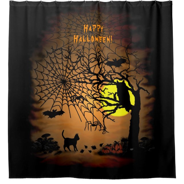 Halloween Night , Happy Halloween ! Shower Curtain (Front)