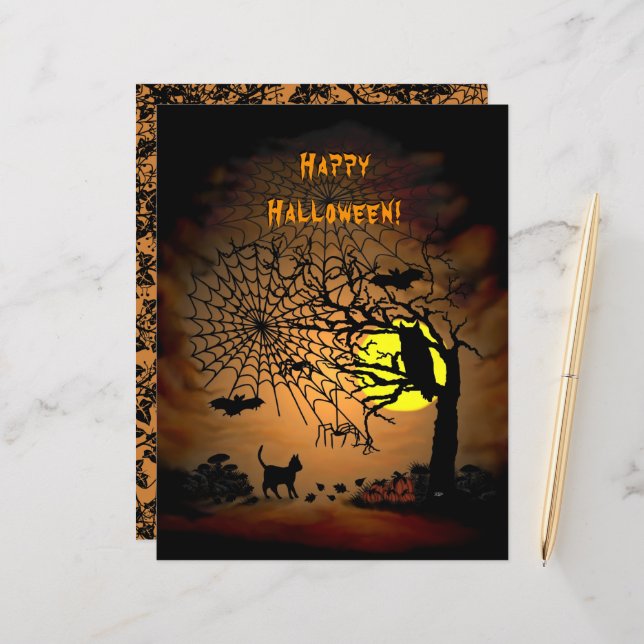 Halloween Night Happy Halloween! Stationery Paper  (Front/Back In Situ)