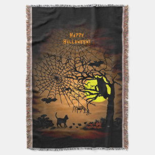 Halloween Night , Happy Halloween ! Throw Blanket