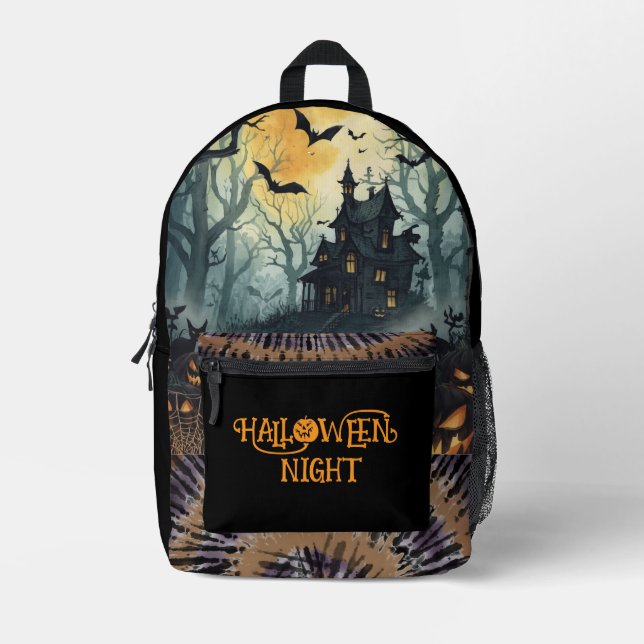 Halloween Night, Haunted House Pattern  Printed Backpack (Front)