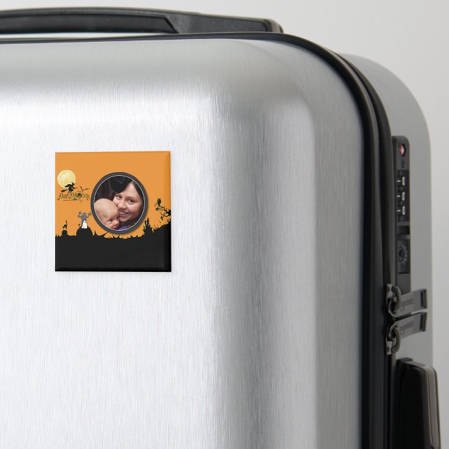 Halloween Night in Orange Glow Add Your Photo Magnet (In Situ (Luggage))