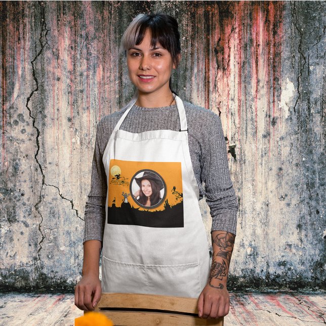 Halloween Night in Orange Glow Add Your Photo Standard Apron (Halloween Night in Orange Glow Add Your Photo Adult Apron)
