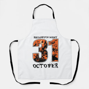 Halloween Night October Haunted House Witch Pumpki Apron