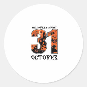 Halloween Night October Haunted House Witch Pumpki Classic Round Sticker