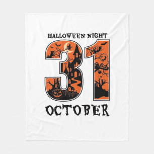 Halloween Night October Haunted House Witch Pumpki Fleece Blanket