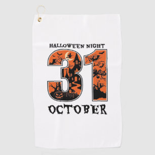 Halloween Night October Haunted House Witch Pumpki Golf Towel