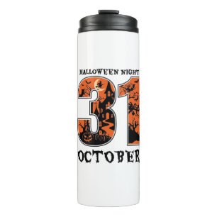 Halloween Night October Haunted House Witch Pumpki Thermal Tumbler