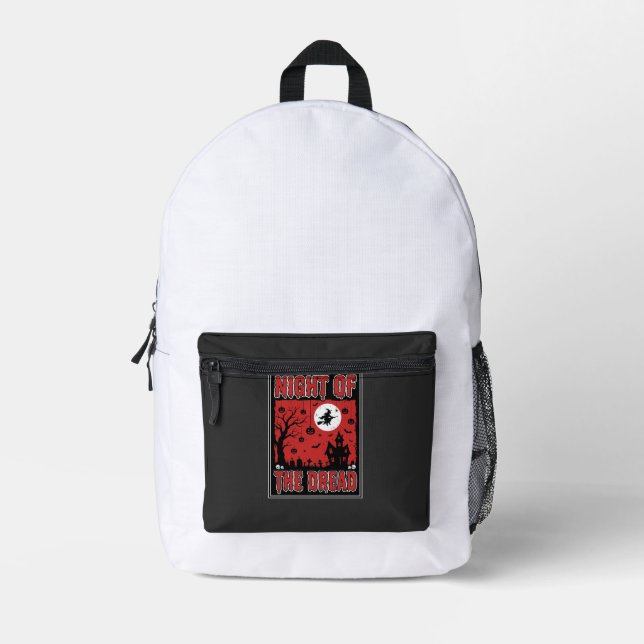 Halloween Night of the Dread Haunted House Printed Backpack (Front)