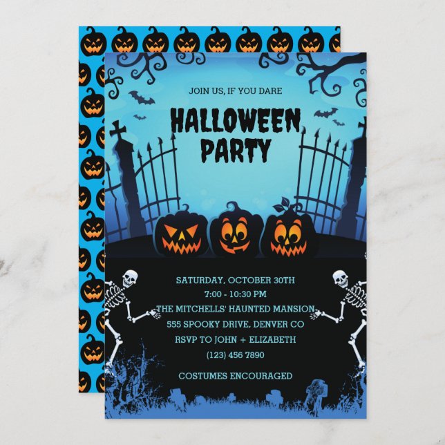 Halloween Night Party Invitation (Front/Back)