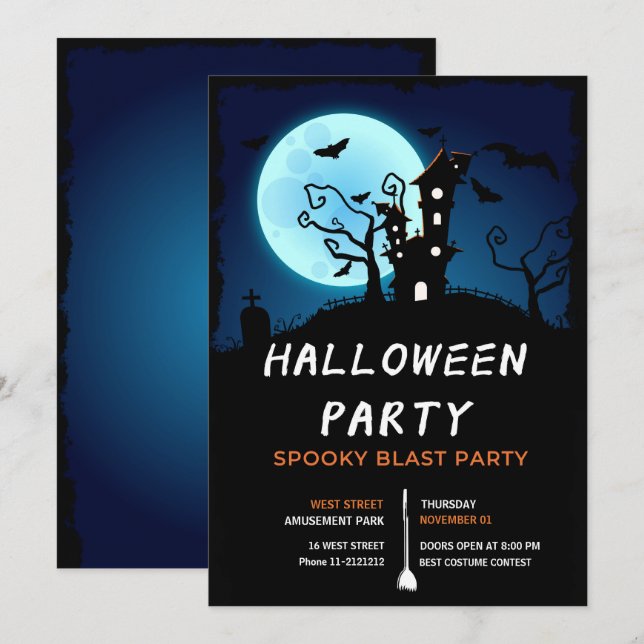 Halloween Night Party Invitation (Front/Back)