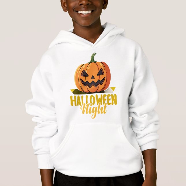 Halloween Night Pumpkin Glow Tee on Kid's 50/50 Ne (Front)