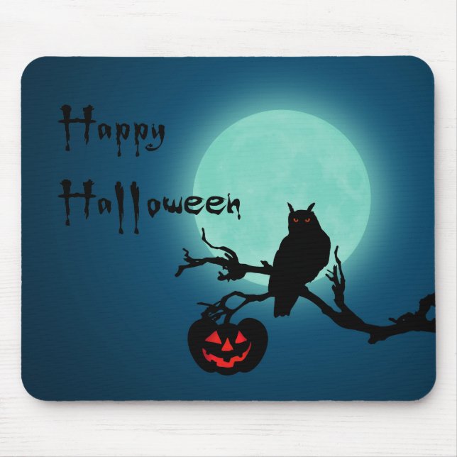 Halloween Night Pumpkin Owl Mouse Pad (Front)