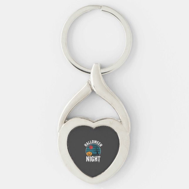 Halloween Night Pumpkin Tree Vector Key Ring (Front)