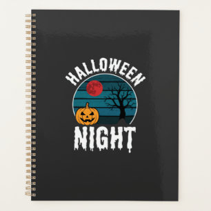 Halloween Night Pumpkin Tree Vector Planner