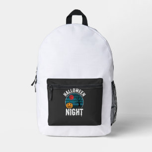 Halloween Night Pumpkin Tree Vector Printed Backpack