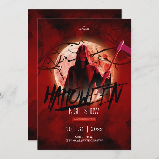 Halloween Night Show Invitation (Front/Back)
