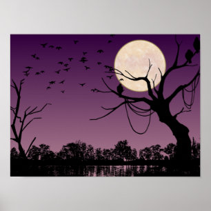 Halloween Night Sky Art Print — 16x12 Matte Poster