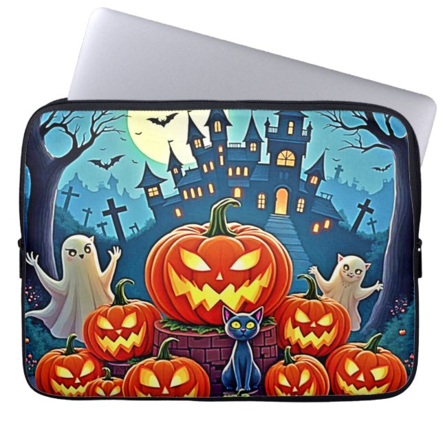 Halloween Night: Spooky Fun Art Laptop Sleeve (Front)