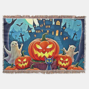 Halloween Night: Spooky Fun Art Throw Blanket