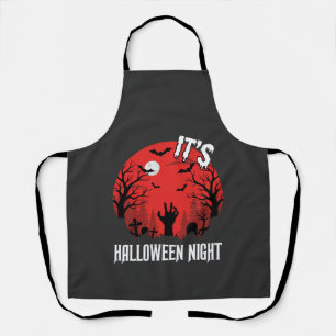 Halloween Night Spooky Graveyard Vector Apron