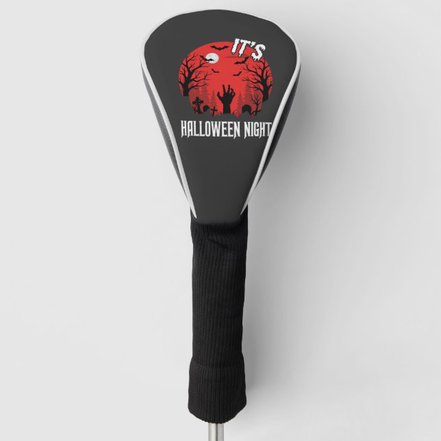 Halloween Night Spooky Graveyard Vector Golf Head Cover (Front)