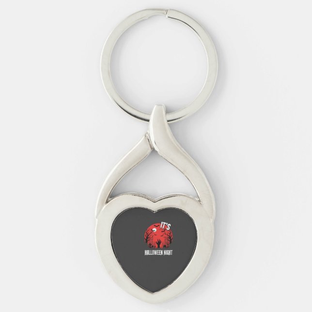 Halloween Night Spooky Graveyard Vector Key Ring (Front)