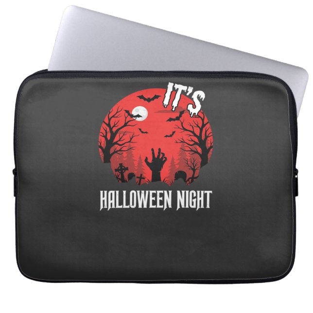 Halloween Night Spooky Graveyard Vector Laptop Sleeve (Front)