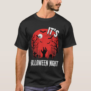 Halloween Night Spooky Graveyard Vector T-Shirt