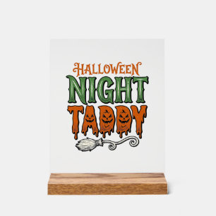Halloween Night Taddy Vintage Witch Broom Shirt De Acrylic Sign