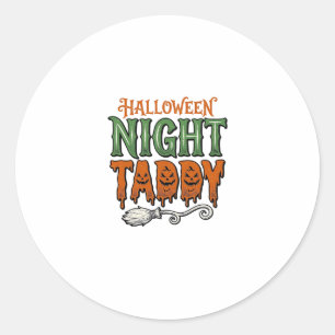 Halloween Night Taddy Vintage Witch Broom Shirt De Classic Round Sticker