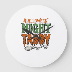 Halloween Night Taddy Vintage Witch Broom Shirt De Large Clock