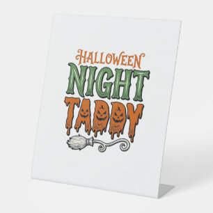 Halloween Night Taddy Vintage Witch Broom Shirt De Pedestal Sign