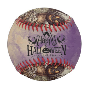 Halloween Night , The Scary Black Pumpkin Guards Baseball