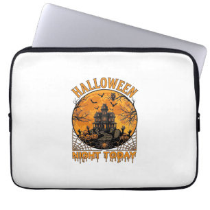 Halloween Night Today Haunted Mansion Pumpkins Owl Laptop Sleeve