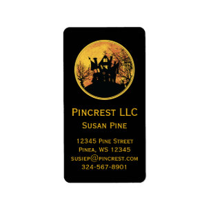 Halloween Night Trick or Treat Full Moon House Label