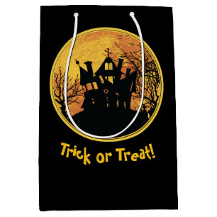 Halloween Night Trick or Treat Full Moon House Medium Gift Bag